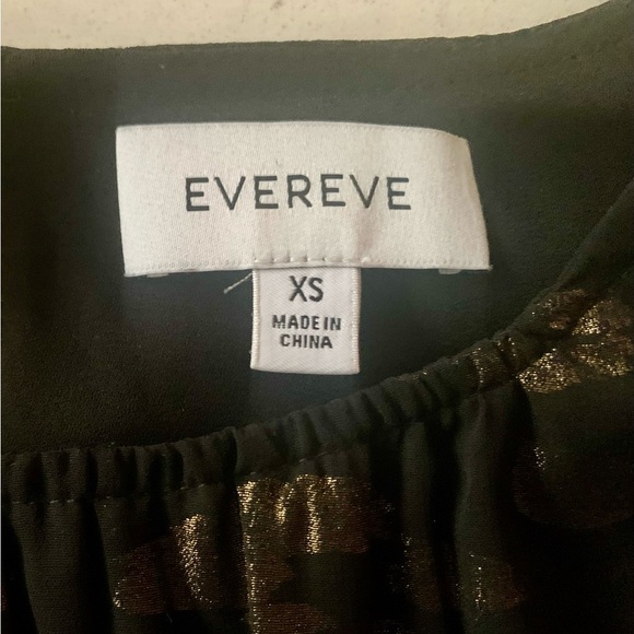 Evereve Black and Gold Metallic Patterned Blouse With Sheer Long Sleeves - Picture 2 of 3